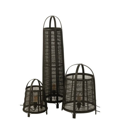Lampa podłogowa Don Bawełna Bambus Czarna H 100cm J-Line