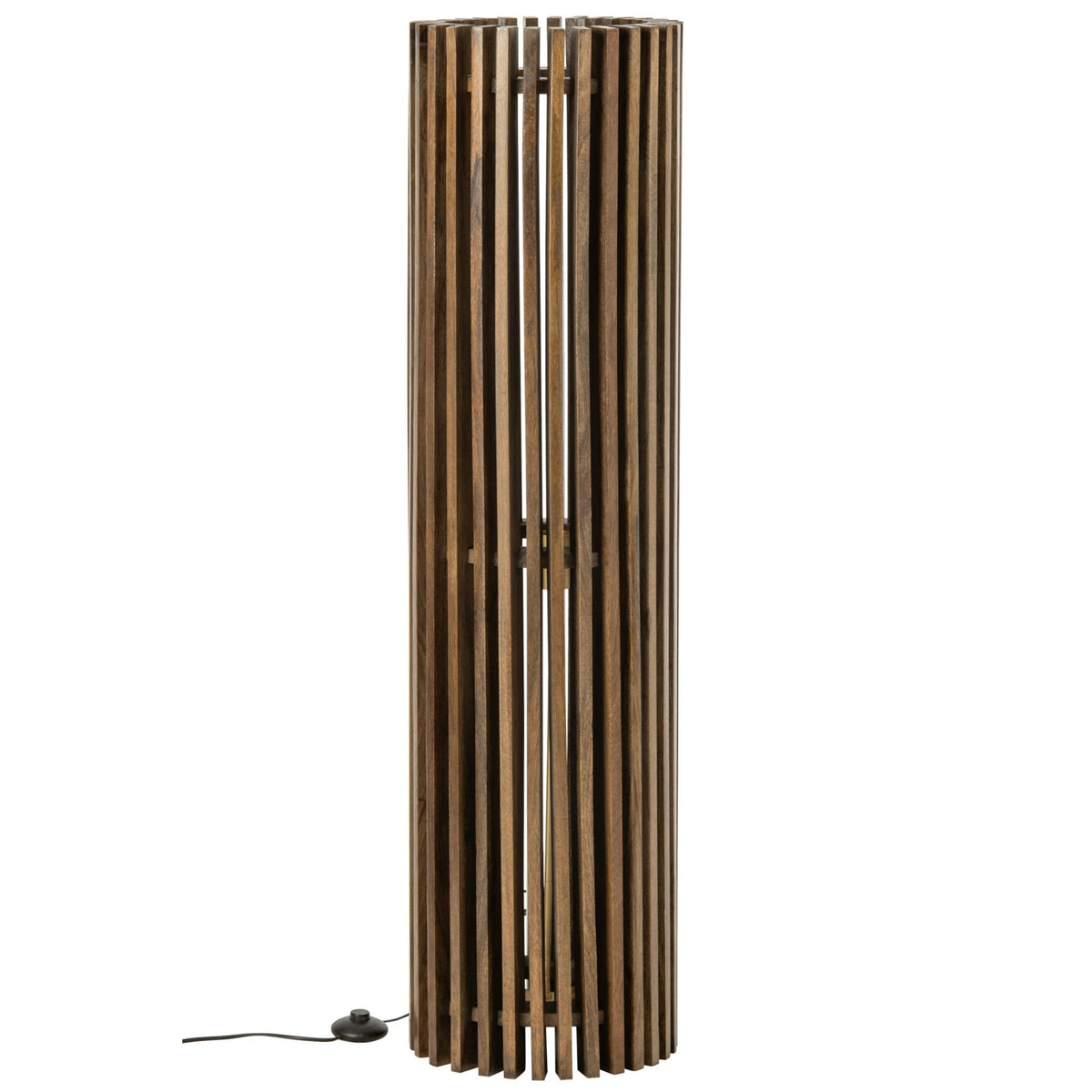 Lampa podłogowa żebrowana z drewna mango, ciemnobrązowa, J-Line