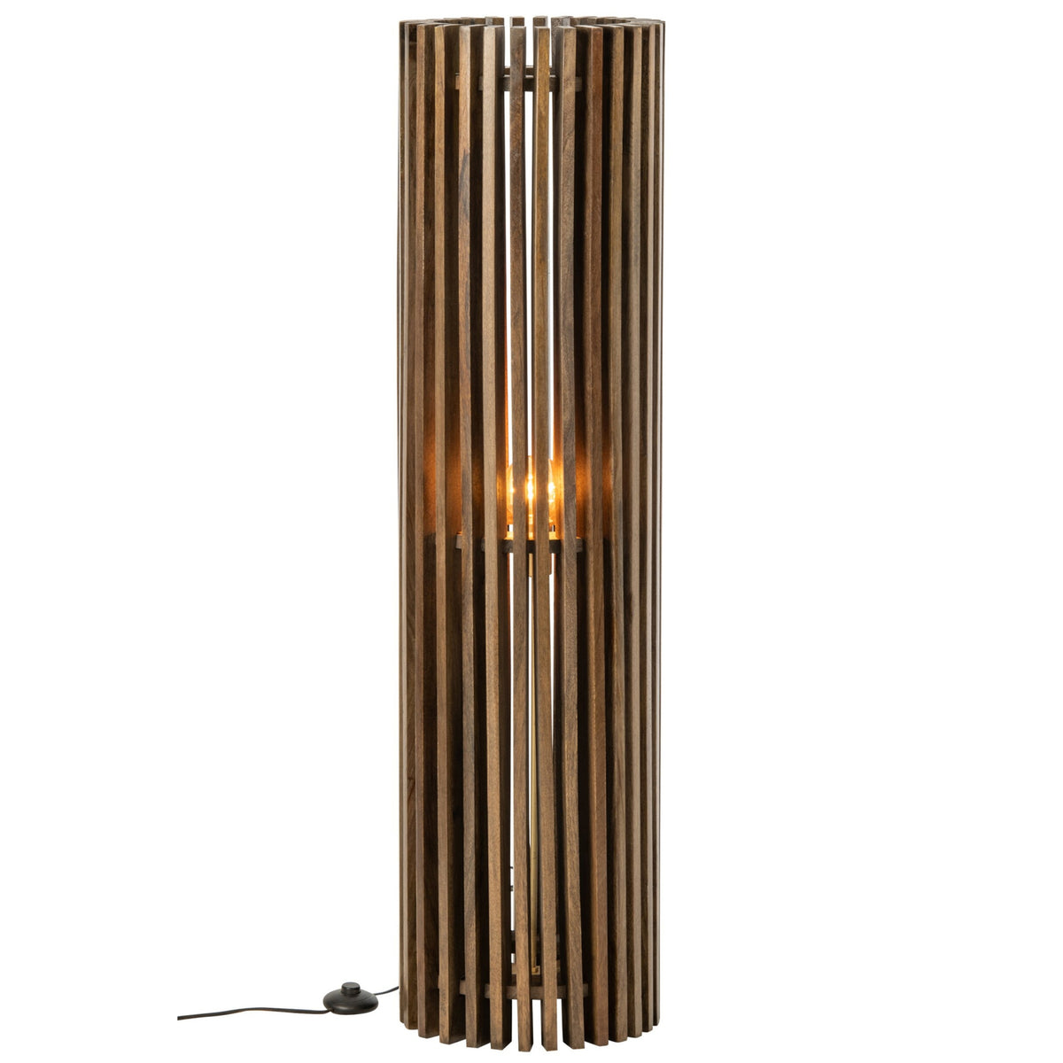 Lampa podłogowa żebrowana z drewna mango, ciemnobrązowa, J-Line