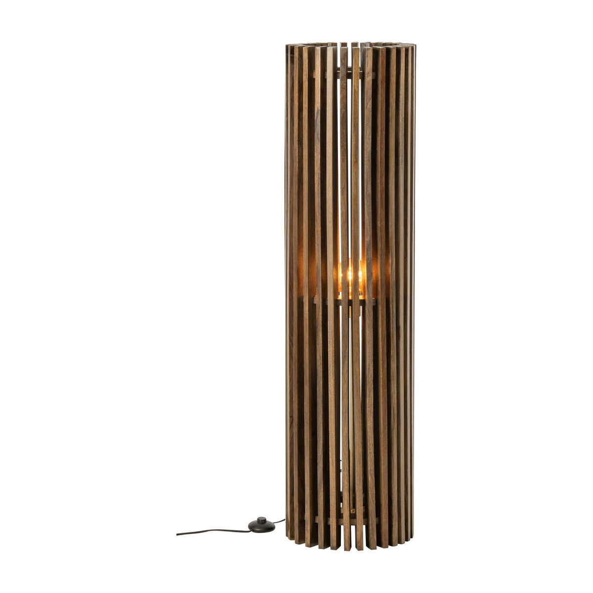 Lampa podłogowa żebrowana z drewna mango, ciemnobrązowa, J-Line
