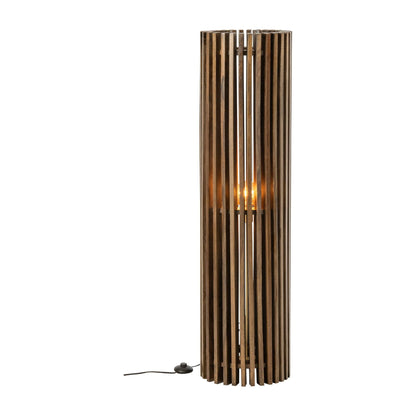 Lampa podłogowa żebrowana z drewna mango, ciemnobrązowa, J-Line