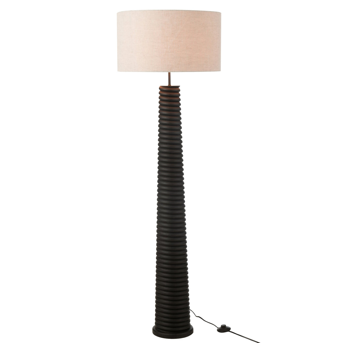 Lampa podłogowa gwintowa Ailanthus Drewno Czarna/Szara H160cm J-Line