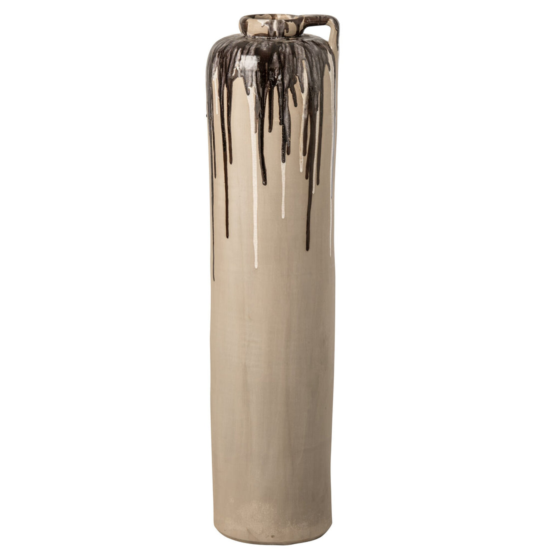 Wazon podłogowy ceramiczny beżowy/brązowy Large J-Line