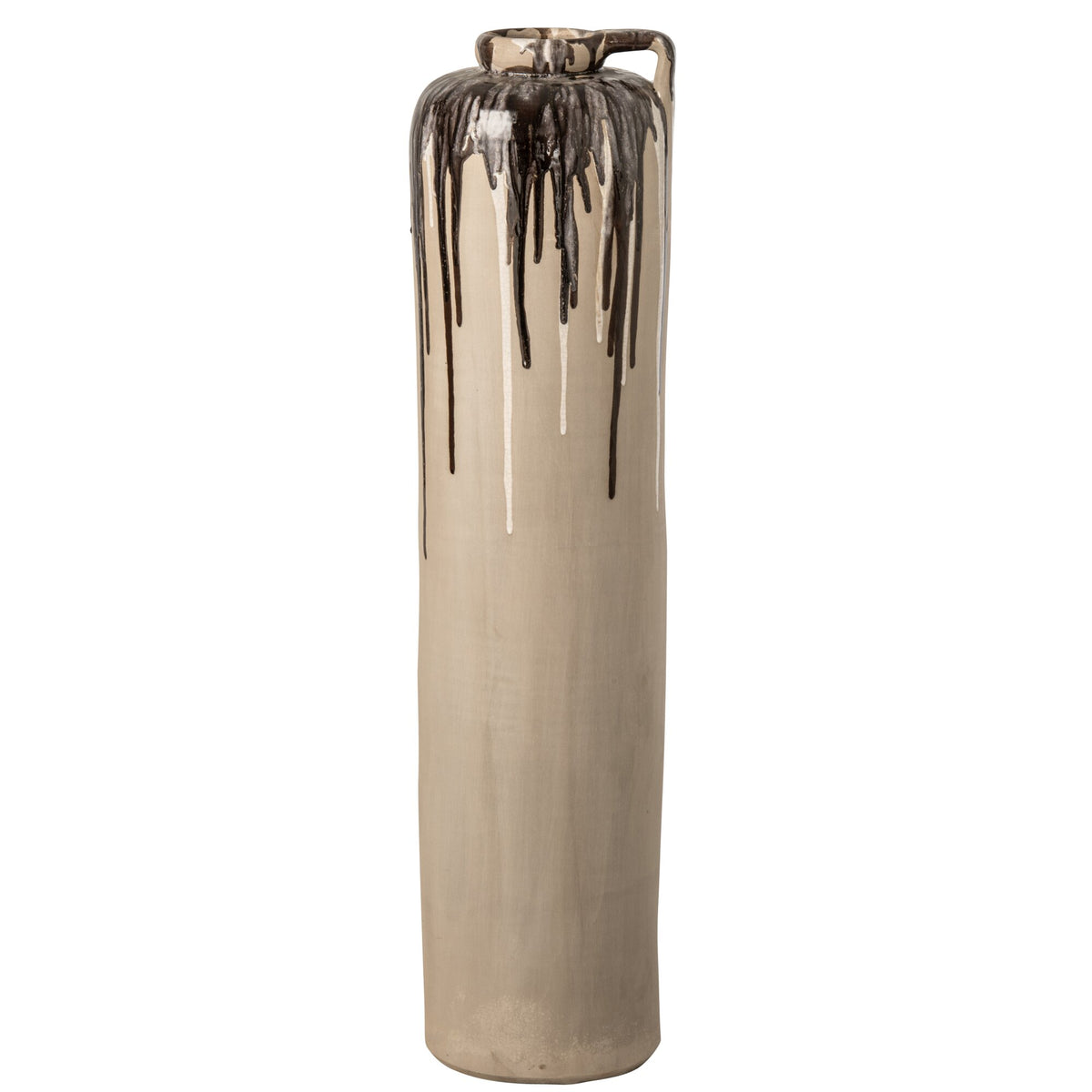 Wazon podłogowy ceramiczny beżowy/brązowy Large J-Line