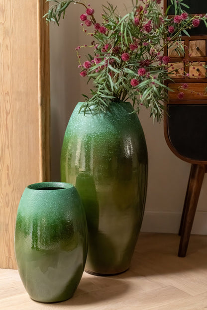 Wazon podłogowy ceramiczny ciemnozielony/turkusowy Large J-Line