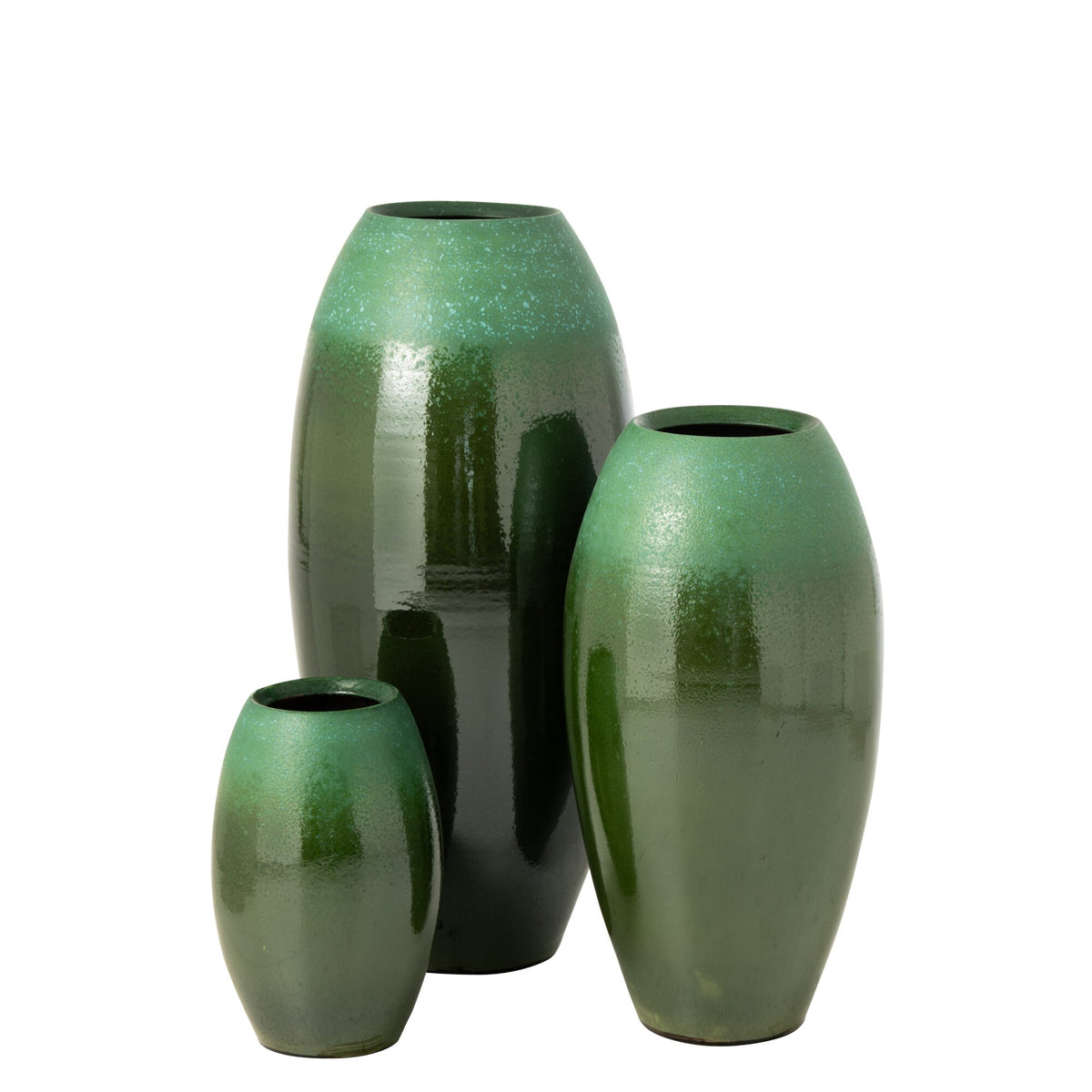 Wazon podłogowy ceramiczny ciemnozielony/turkusowy Large J-Line