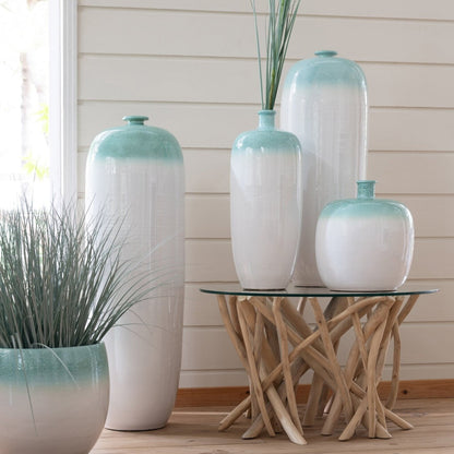 Wazon podłogowy ceramiczny miętowo-zielony/biały Small J-Line