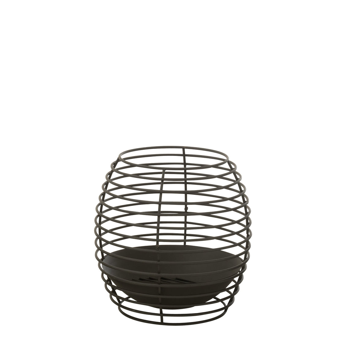 Vuurkorf Rond Ringen Metaal Zwart Medium Dia50xH50cm J-Line - Buitenhaard - J-Line - livinglovely.nl
