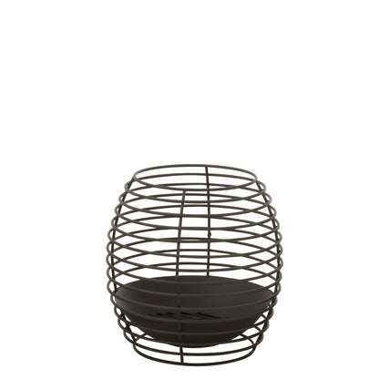 Vuurkorf Rond Ringen Metaal Zwart Medium Dia50xH50cm J-Line - Buitenhaard - J-Line - livinglovely.nl