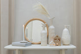 Wandspiegel Rond Rotan/Glas Naturel Medium Ø 66.5 cm - Spiegel - J-Line - livinglovely.nl