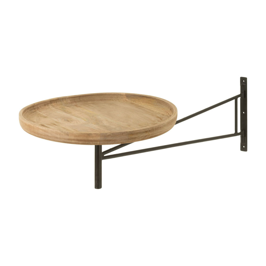 Stolik ścienny okrągły z drewna mango/metal, naturalny, J-Line
