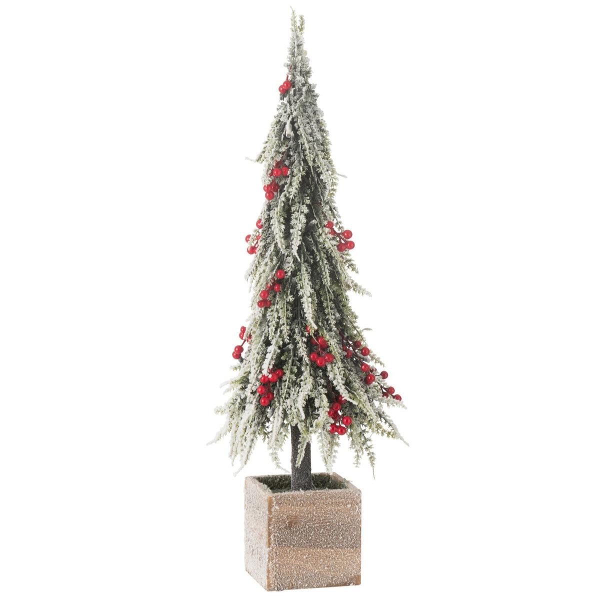 Xmas Tree+Led Artificial Snow Green/Red Midum - - J-Line - livinglovely.nl