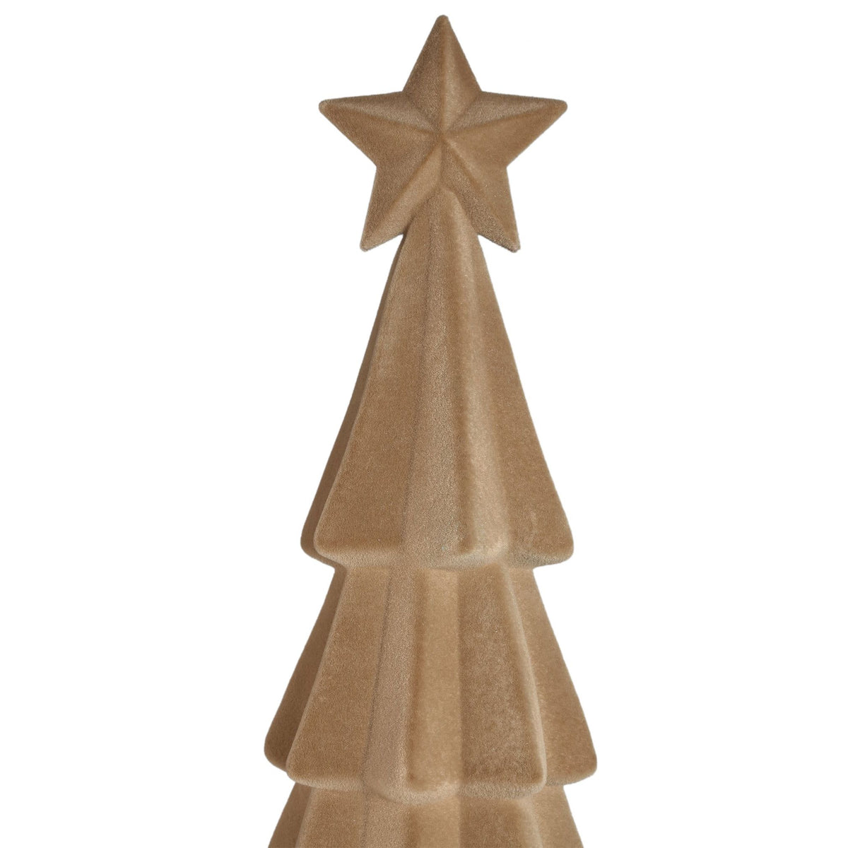 Yule Kerstboom Gelaagd Beige Small van PTMD, close up van de ster in de top van de boom