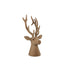 Yule Rendierkop Beige Small van PTMD, rendierkop op voet met groot gewei in beige fluweel op witte achtergrond
